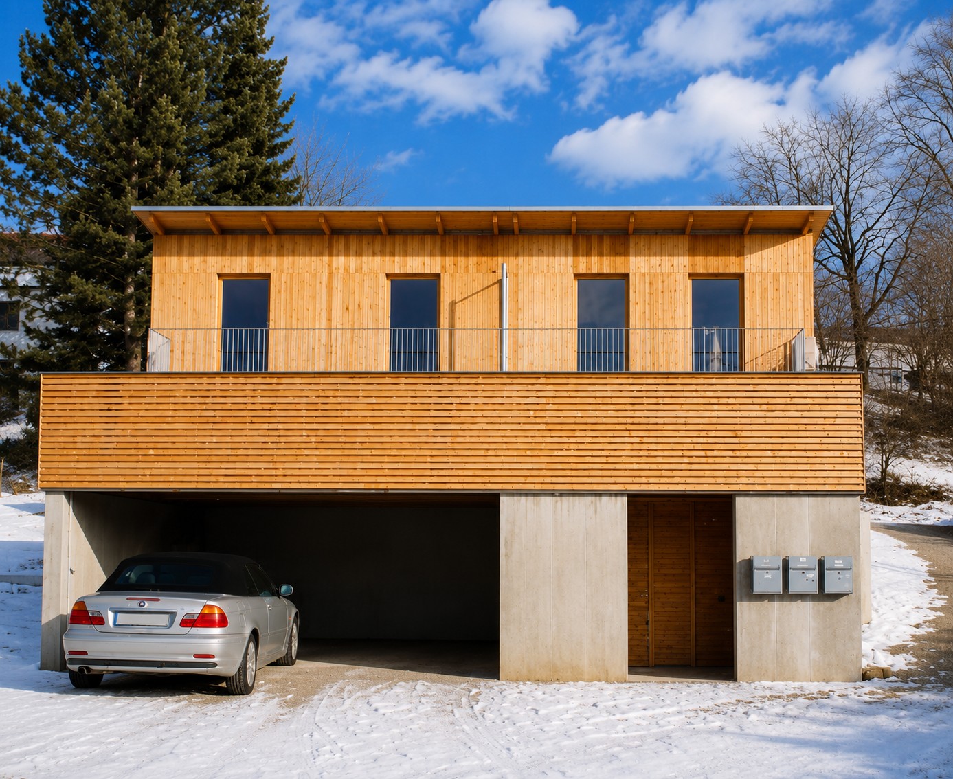 Südseite mit Carport